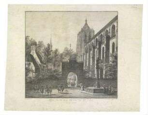 Münster von SO mit Eingang zum Kichhof im Osten. Um 1821