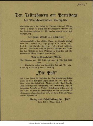 Deutschnationale Volkspartei. Parteitag