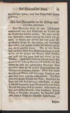 Wie das Marquisat an die Könige von Spanien gekommen