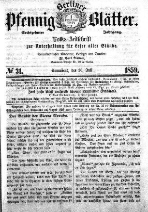 No. 31, Sonnabend, den 30. Juli