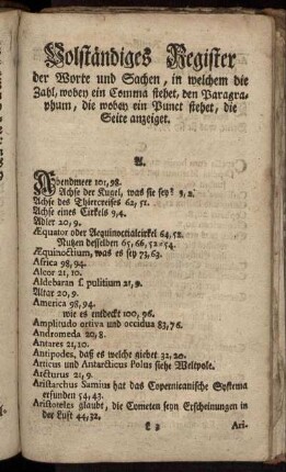 Volständiges Register der Worte und Sachen, [...]