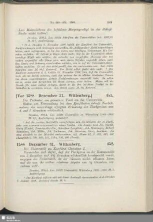 452. 1588, Dezember 31. Wittenberg