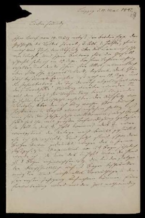 Brief von Heinrich Leberecht Fleischer an Heinrich Ewald. Leipzig, 11.5.1847