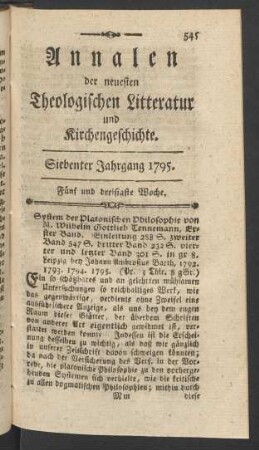Fünf und dreißigste Woche