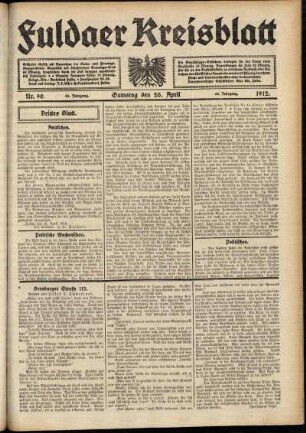 Dritte Ausgabe vom Samstag, den 20. April 1912.