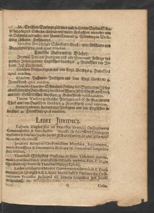 Teutsche Reformirte Bücher.