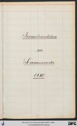 [fol. 54] Sommersemester 1880