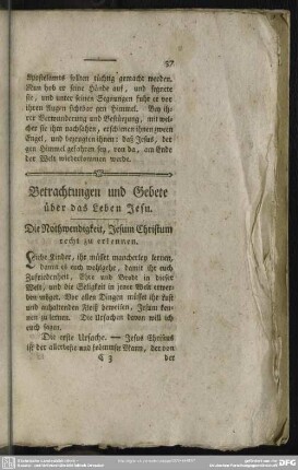 Betrachtungen und Gebete über das Leben Jesu