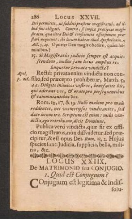 Locus XXIIX. De Matrimonio seu Conjugio