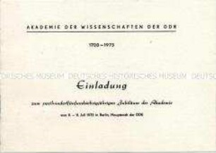 Einladung zu den Veranstaltungen aus Anlass des 275. Jahrestages der Akademie der Wissenschaften in Berlin