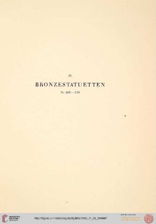 IV. Bronzestatuetten (Nr. 268-318)
