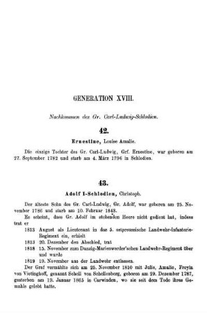 Generation XVIII. Nachkommen des Gr. Carl-Ludwig-Schlodien