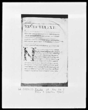 Augustinus, In Johannem evangelistam tractatus 22-54 — Initiale N, Folio 3 recto