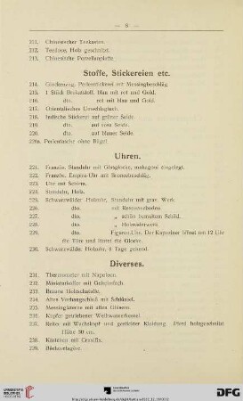 Stoffe, Stickereien etc. (Nr. 214-220a)