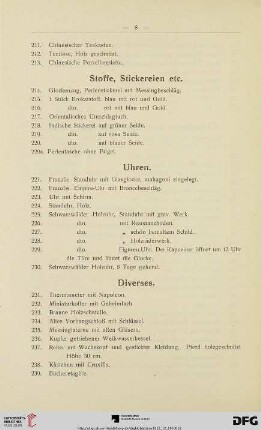 Stoffe, Stickereien etc. (Nr. 214-220a)