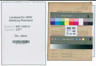 Entnazifizierung Jakob Dix , geb. 15.10.1906 (Landwirt)