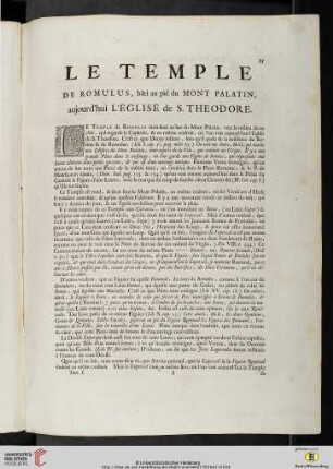 Le Temple de Romulus, bâti au pié du Mont Palatin, aujourd’hui L’Eglise de S. Theodore