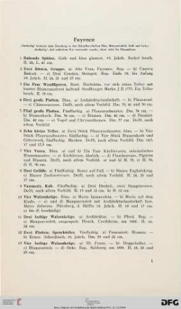 Fayence (Nr. 1-19)