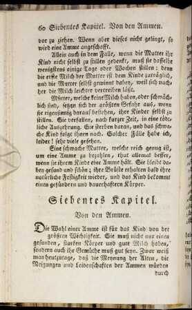 Siebentes Kapitel. Von den Ammen.