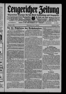 Lengericher Zeitung : allgemeiner Anzeiger für den Kreis Tecklenburg und Umgegend : Amtsblatt für die Aemter Lengerich und Lienen in Westfalen : Haupt-Anzeigenblatt für Stadt und Land : Organ des Landratsamtes und Amtsgericht in Tecklenburg : unabhängige Tageszeitung für die Orte Lengerich, Hohne, Tecklenburg, Ladbergen, Lienen, Kattenvenne, Natrup-Hagen, Brochterbeck, Westerkappeln, Leeden und Ledde