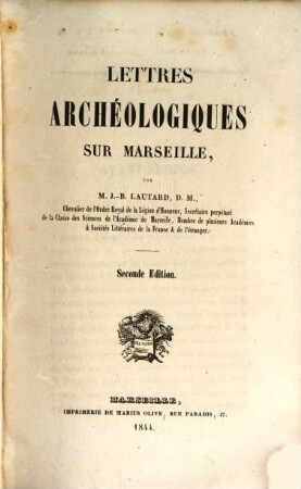 Lettres archéologiques sur Marseille