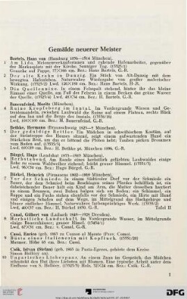 Gemälde neuerer Meister (Nr. 1-139)