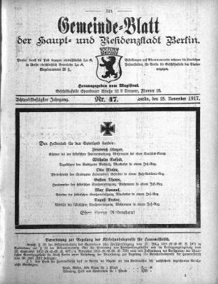 1917,47: Nr. 47, 25. November 1917