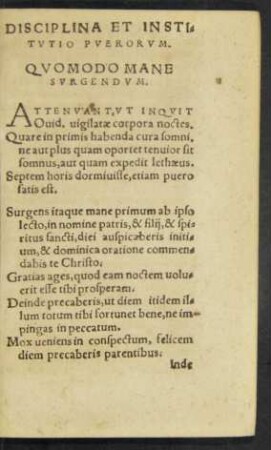 Disciplina Et Institutio Puerorum.