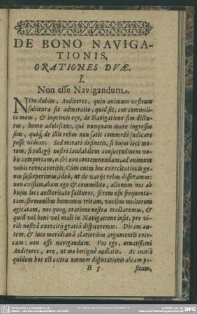 De Bono Navigationis Orationes Duae