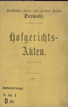 von Diepenbrock, Frau, geb. von Donop gegen Leiser (Leser, Leeser) Heinemann - Übervorteilung