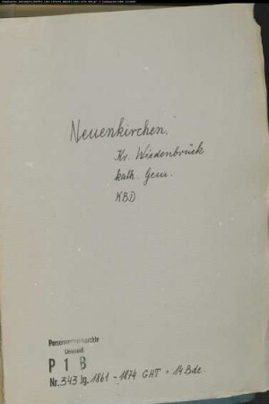 Kirchenbuchduplikat der katholischen Gemeinde Neuenkirchen, Kreis Wiedenbrück (GHT 1861-1874). (Gemeinde: Katholische Gemeinde Neuenkirchen)