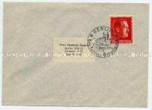 Briefumschlag mit Sonderbriefmarke und -stempel zu Hitlers Geburtstag