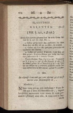 IX. Lettres Galantes.