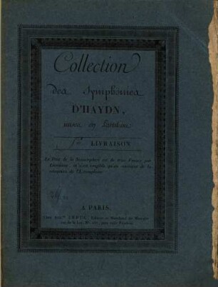 Partition Des Symphonies D'HAYDN Ouvrage Proposé Souscription. 5. [H 1,66]. - 38 S.