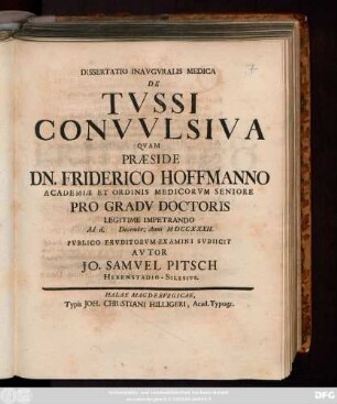 Dissertatio Inavgvralis Medica De Tvssi Convvlsiva