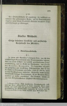 Fünfter Abschnitt. Einige besondere diesntliche und persönliche Verhältnisse des Militärs