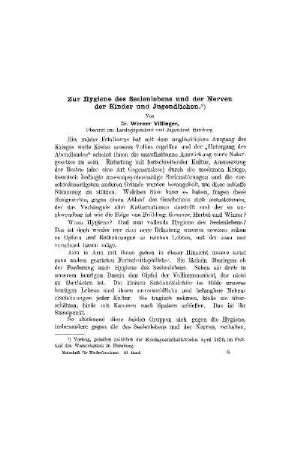 Zur Hygiene des Seelenlebens und der Nerven der Kinder und Jugendlichen