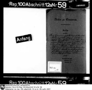 Nach Hannover geschickte Originalaktenstücke