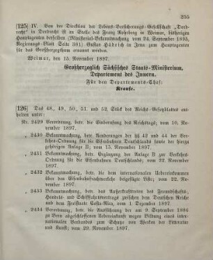 125. Ministerial-Bekanntmachung, betreffend Wechsel in der Hauptagentur der Lebens-Versicherungs-Gesellschaft "Dordrecht" in Dordrecht