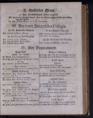 III. Bey denen Bürgerlichen Collegiis.