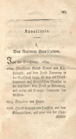 I. Das Regiment Sens d'armes.