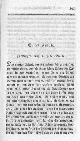 Erster Zusatz. zu Buch 1. Kap. 1, §. 6, Bd. 1.