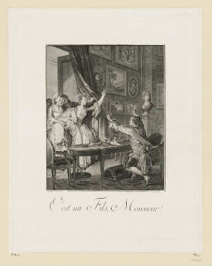 C'est un Fils, Monsieur!, Blatt 5 der Folge "Suites d'Estampes pour servier a l'Histoire du Costume en France dans le Dix-Huitième Siècle"