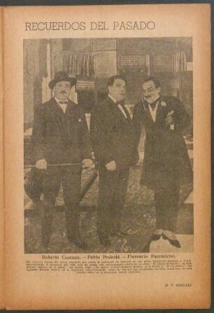 Recuerdos del pasado [Fotografía] : Roberto Caseaux.- Pablo Podestá.- Florencio Parravicini.