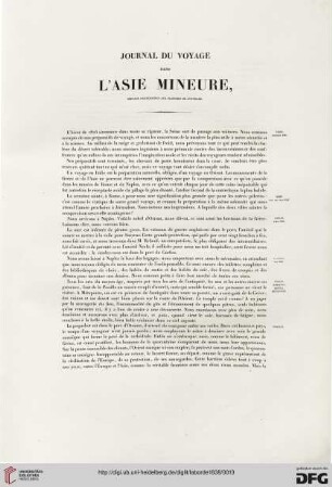 Journal du voyage dans l'Asie Mineure