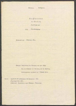 Fragebogen und 2 Karten Nattheim, OA Heidenheim