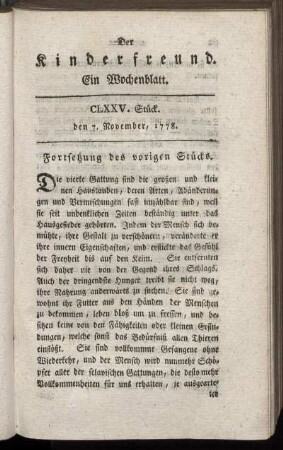 CLXXV. Stück, den 7. November, 1778