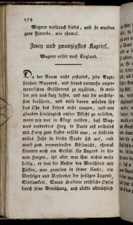 Zwey und zwanzigstes Kapitel. Wagner reiset nach England.