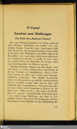 IV. Kapitel: Zwischen zwei Weltkriegen
