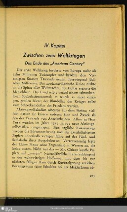 IV. Kapitel: Zwischen zwei Weltkriegen